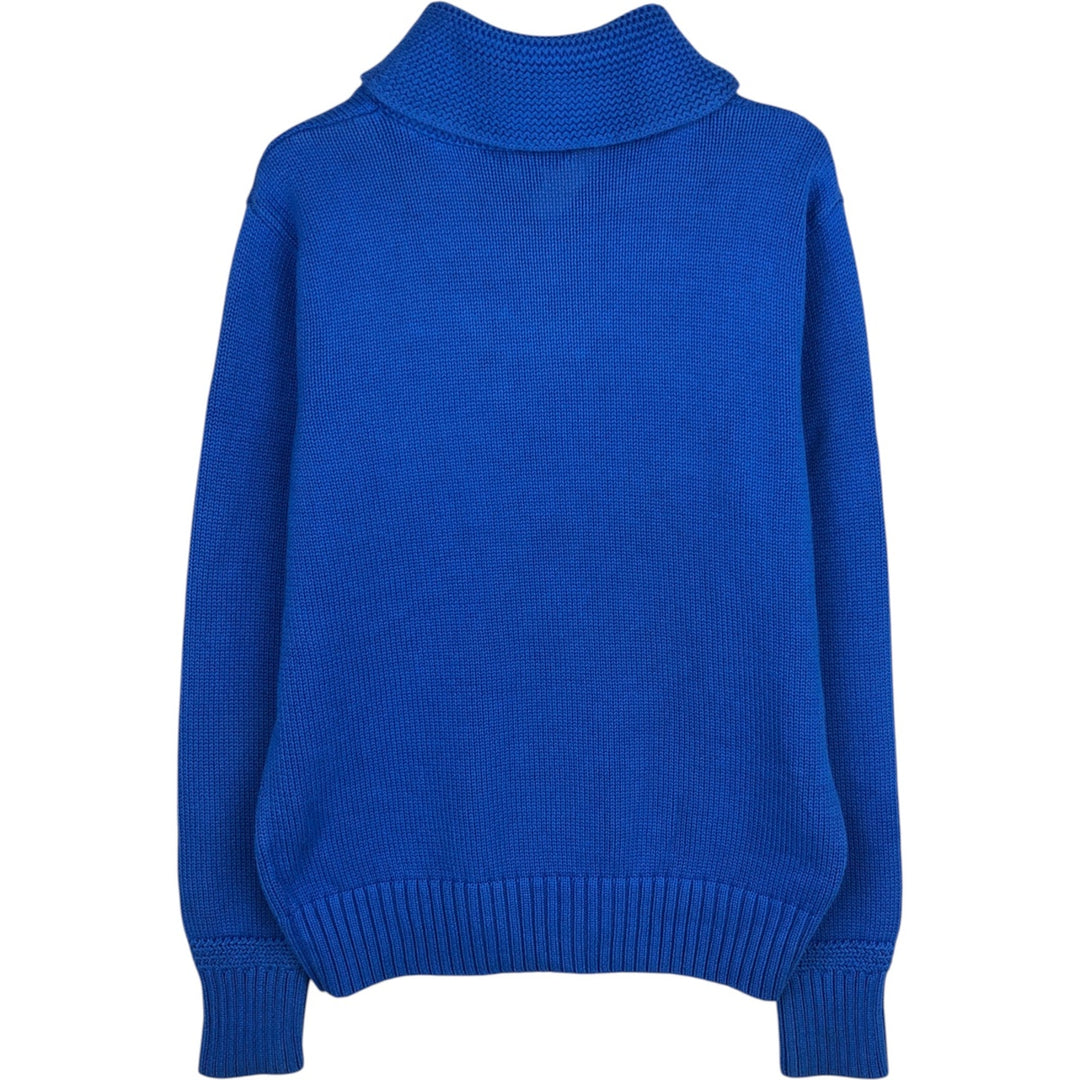 Ralph Lauren Shawl Collar Cotton Knit Sweater, Women's Size XL (approx.) cotton blue type Vintage Second Hand