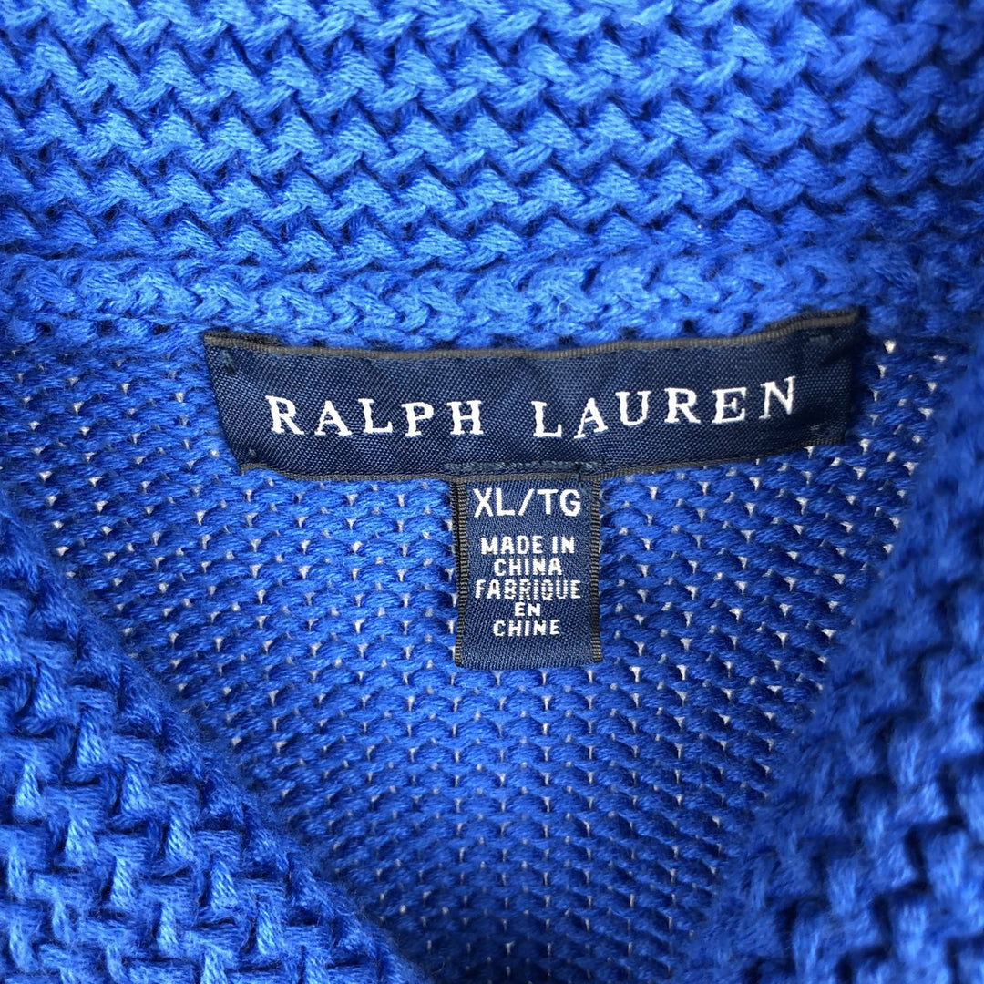 Ralph Lauren Shawl Collar Cotton Knit Sweater, Women's Size XL (approx.) cotton blue type Vintage Second Hand