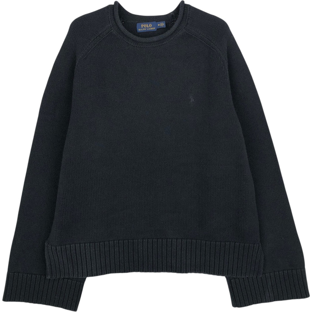 Ralph Lauren POLO RALPH LAUREN Roll Neck Cotton Knit Sweater, Women's Size M (approx.) cotton black type Vintage Second Hand