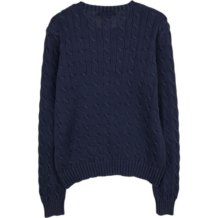 Ralph Lauren Cable Knit Cotton Sweater Women's M Size cotton navy blue type Vintage Second Hand