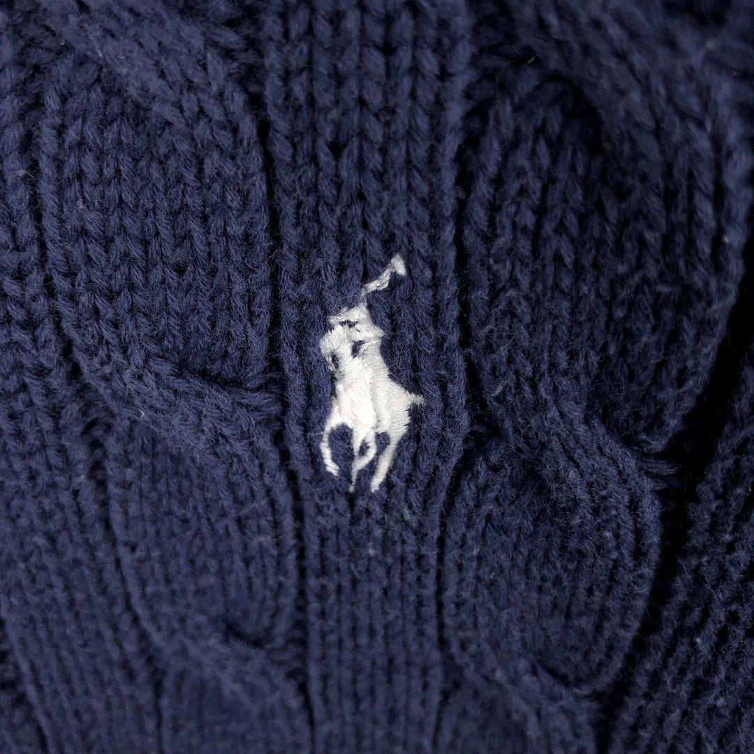 Ralph Lauren Cable Knit Cotton Sweater Women's M Size cotton navy blue type Vintage Second Hand