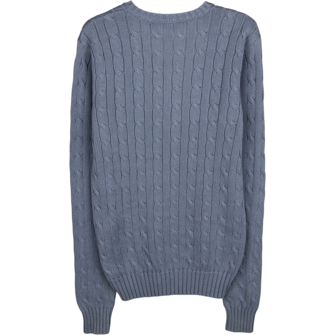Ralph Lauren RALPH LAUREN SPORT Cable Knit V-Neck Cotton Knit Sweater, Women's Size Small cotton Blue type light blue Vintage Second Hand