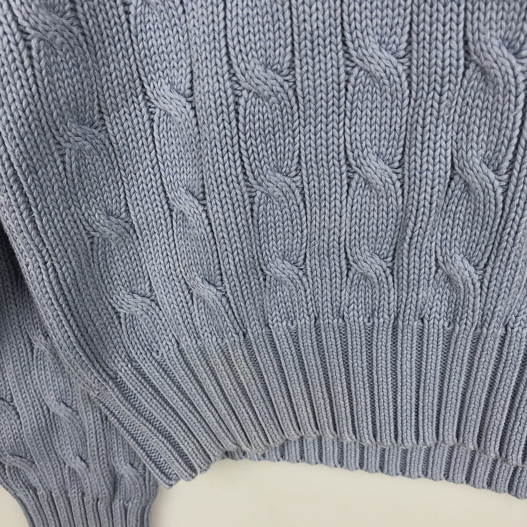 Ralph Lauren RALPH LAUREN SPORT Cable Knit V-Neck Cotton Knit Sweater, Women's Size Small cotton Blue type light blue Vintage Second Hand