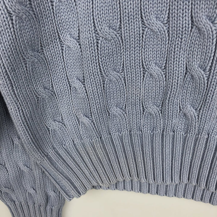 Ralph Lauren RALPH LAUREN SPORT Cable Knit V-Neck Cotton Knit Sweater, Women's Size Small cotton Blue type light blue Vintage Second Hand