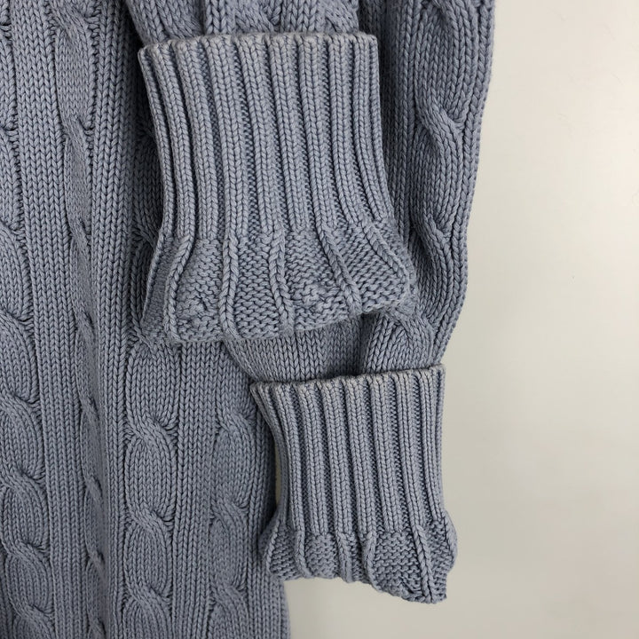 Ralph Lauren RALPH LAUREN SPORT Cable Knit V-Neck Cotton Knit Sweater, Women's Size Small cotton Blue type light blue Vintage Second Hand