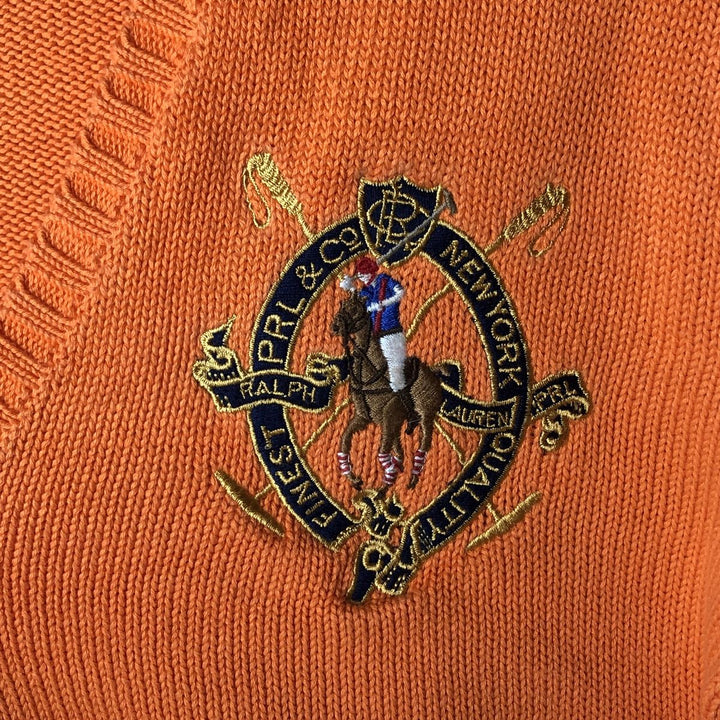 Ralph Lauren RALPH LAUREN SPORT V-neck cotton knit sweater, women's size L (approx.) cotton orange type Vintage Second Hand