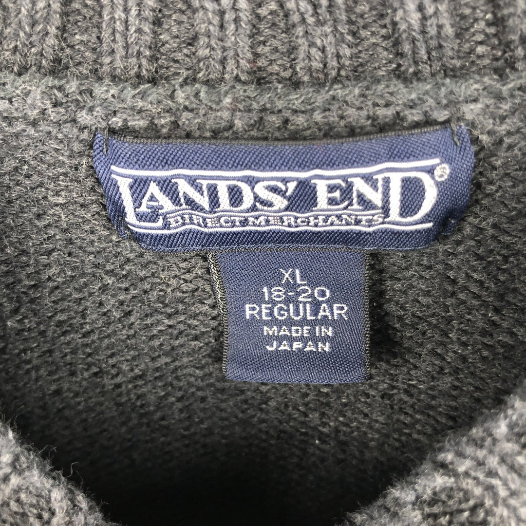 2000'S Lands' End cotton knit sweater, women's size XL. cotton gray type Vintage Second Hand
