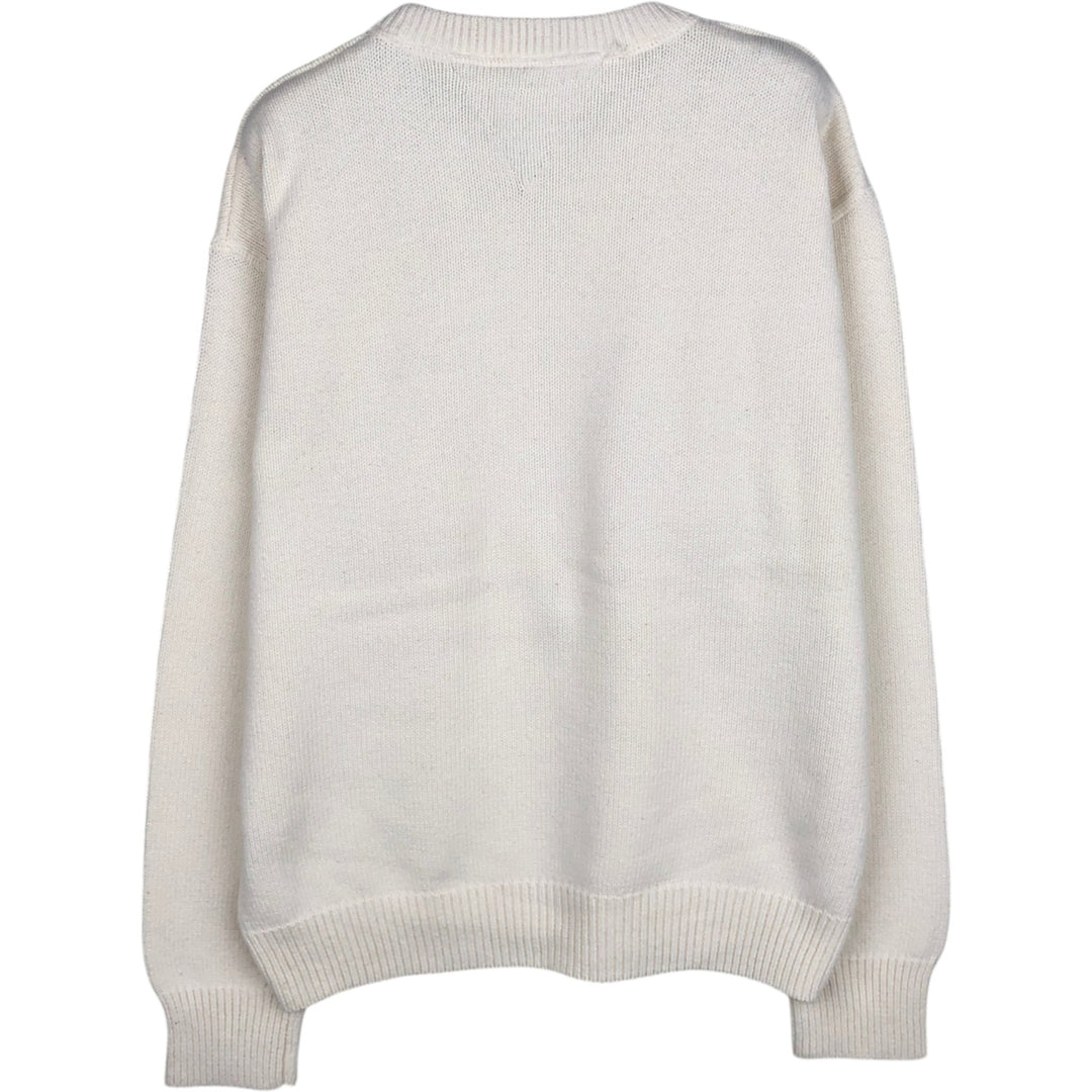 Vintage 90'S Tommy Hilfiger cotton knit sweater, women's size XL cotton ivory Vintage Second Hand