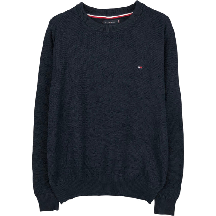 Tommy Hilfiger Cotton Knit Sweater, Women's Size M cotton navy blue type Vintage Second Hand