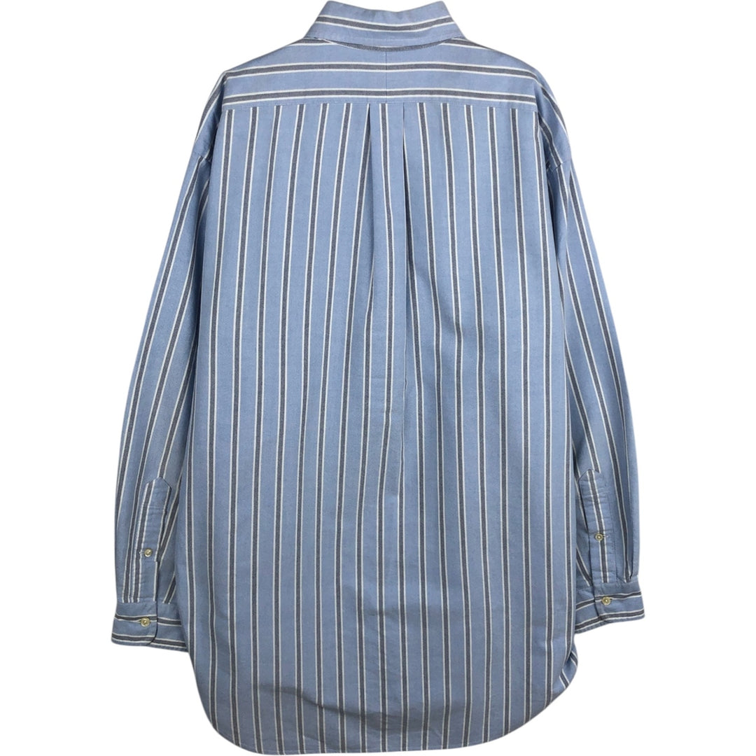 Ralph Lauren YARMOUTH Multi-stripe Long Sleeve Button-down Striped Shirt, Men's L size cotton Blue type light blue Vintage Second Hand