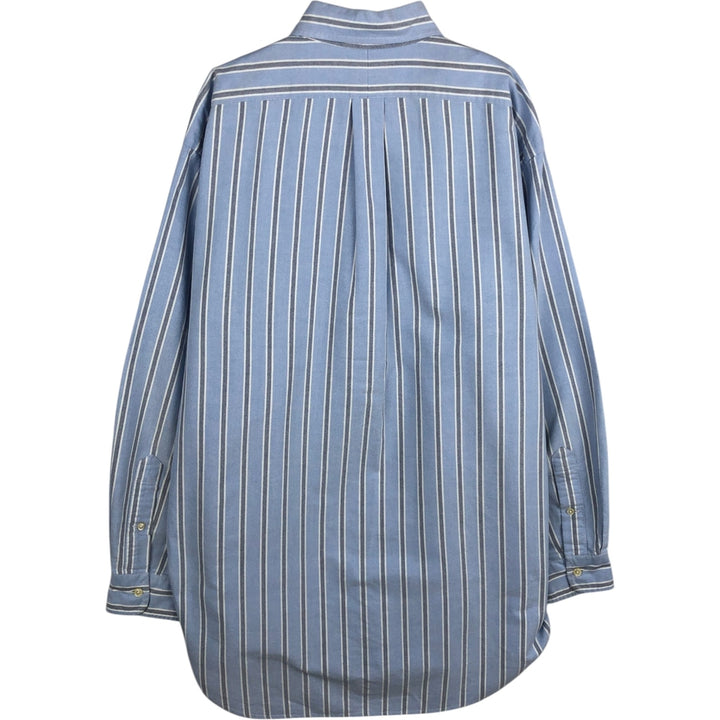 Ralph Lauren YARMOUTH Multi-stripe Long Sleeve Button-down Striped Shirt, Men's L size cotton Blue type light blue Vintage Second Hand