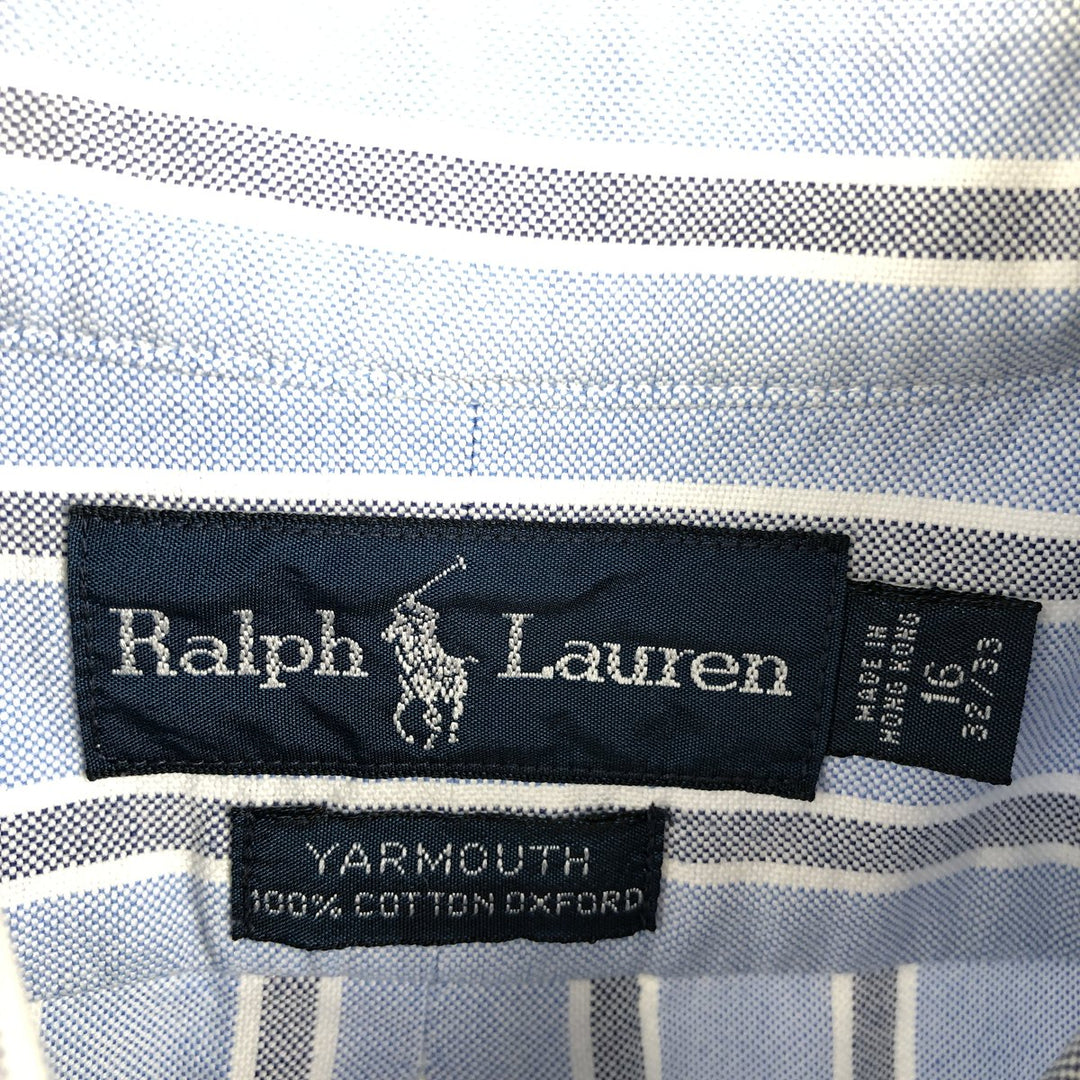 Ralph Lauren YARMOUTH Multi-stripe Long Sleeve Button-down Striped Shirt, Men's L size cotton Blue type light blue Vintage Second Hand