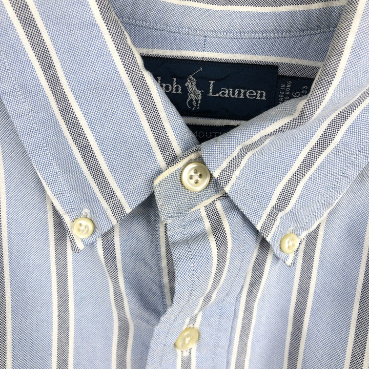 Ralph Lauren YARMOUTH Multi-stripe Long Sleeve Button-down Striped Shirt, Men's L size cotton Blue type light blue Vintage Second Hand