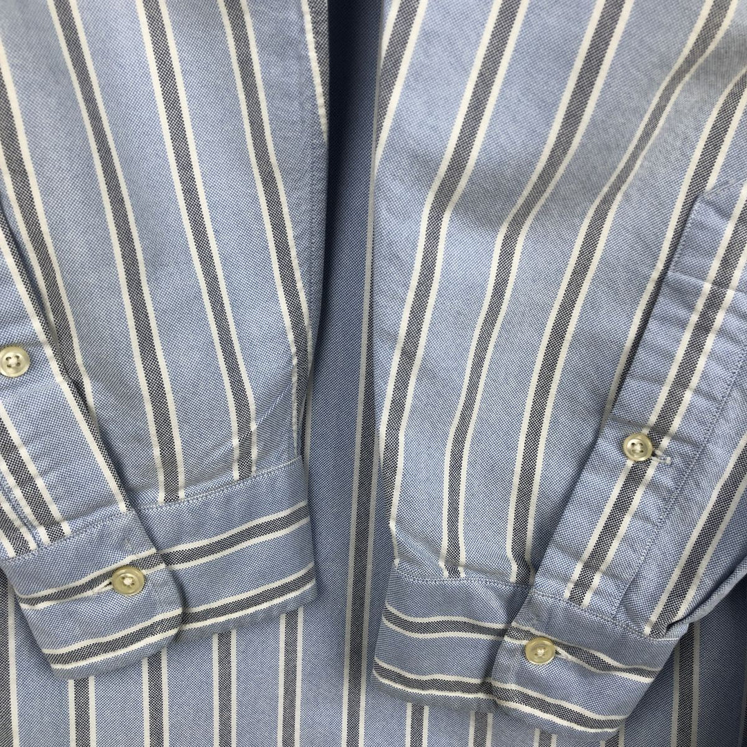 Ralph Lauren YARMOUTH Multi-stripe Long Sleeve Button-down Striped Shirt, Men's L size cotton Blue type light blue Vintage Second Hand