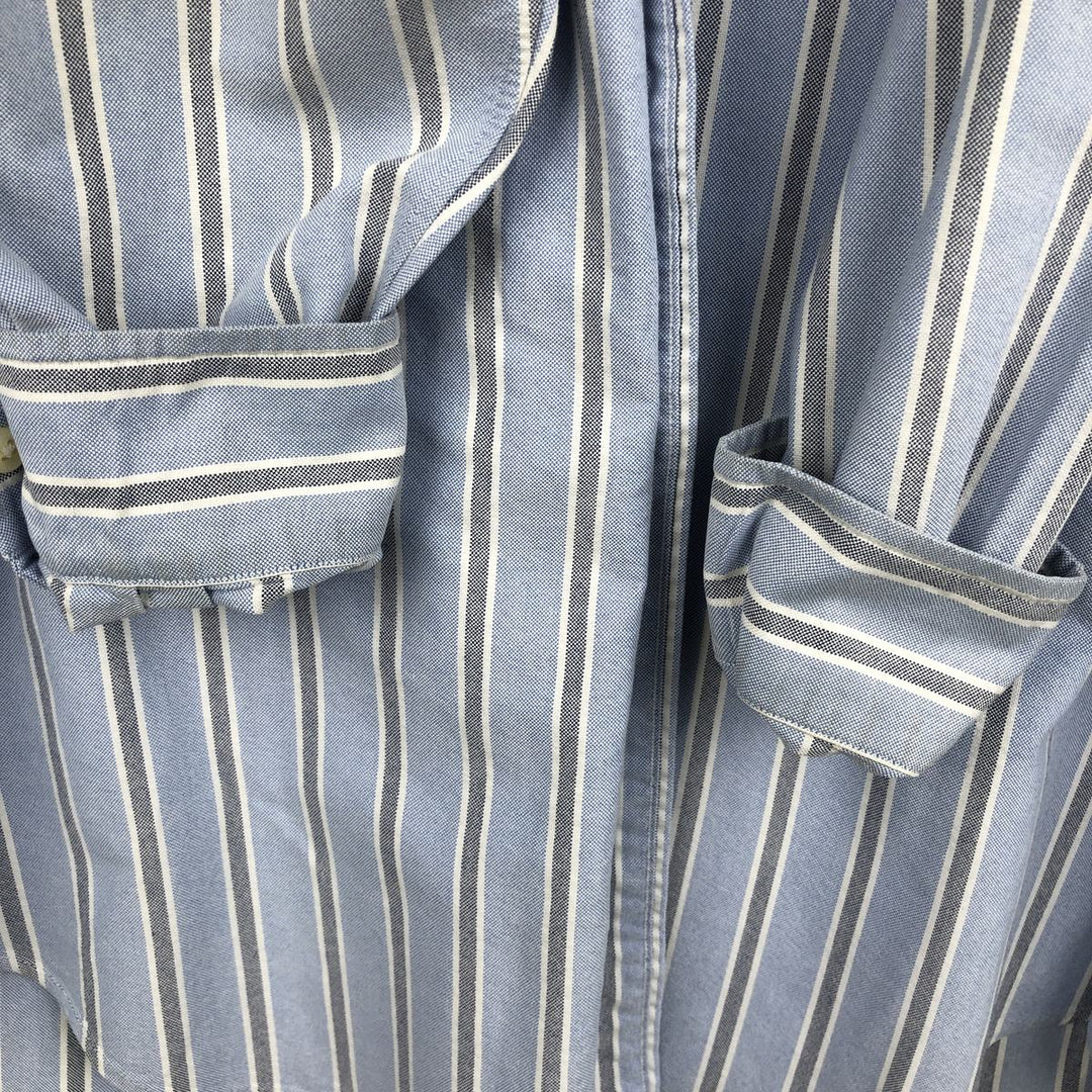 Ralph Lauren YARMOUTH Multi-stripe Long Sleeve Button-down Striped Shirt, Men's L size cotton Blue type light blue Vintage Second Hand