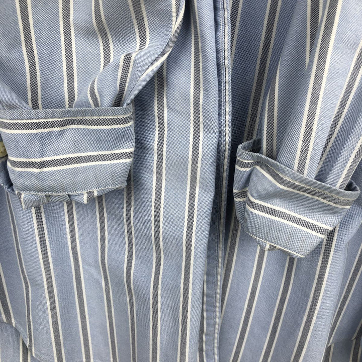 Ralph Lauren YARMOUTH Multi-stripe Long Sleeve Button-down Striped Shirt, Men's L size cotton Blue type light blue Vintage Second Hand