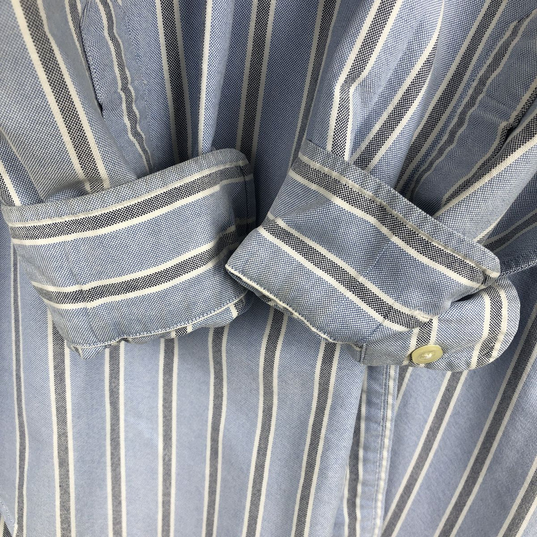 Ralph Lauren YARMOUTH Multi-stripe Long Sleeve Button-down Striped Shirt, Men's L size cotton Blue type light blue Vintage Second Hand
