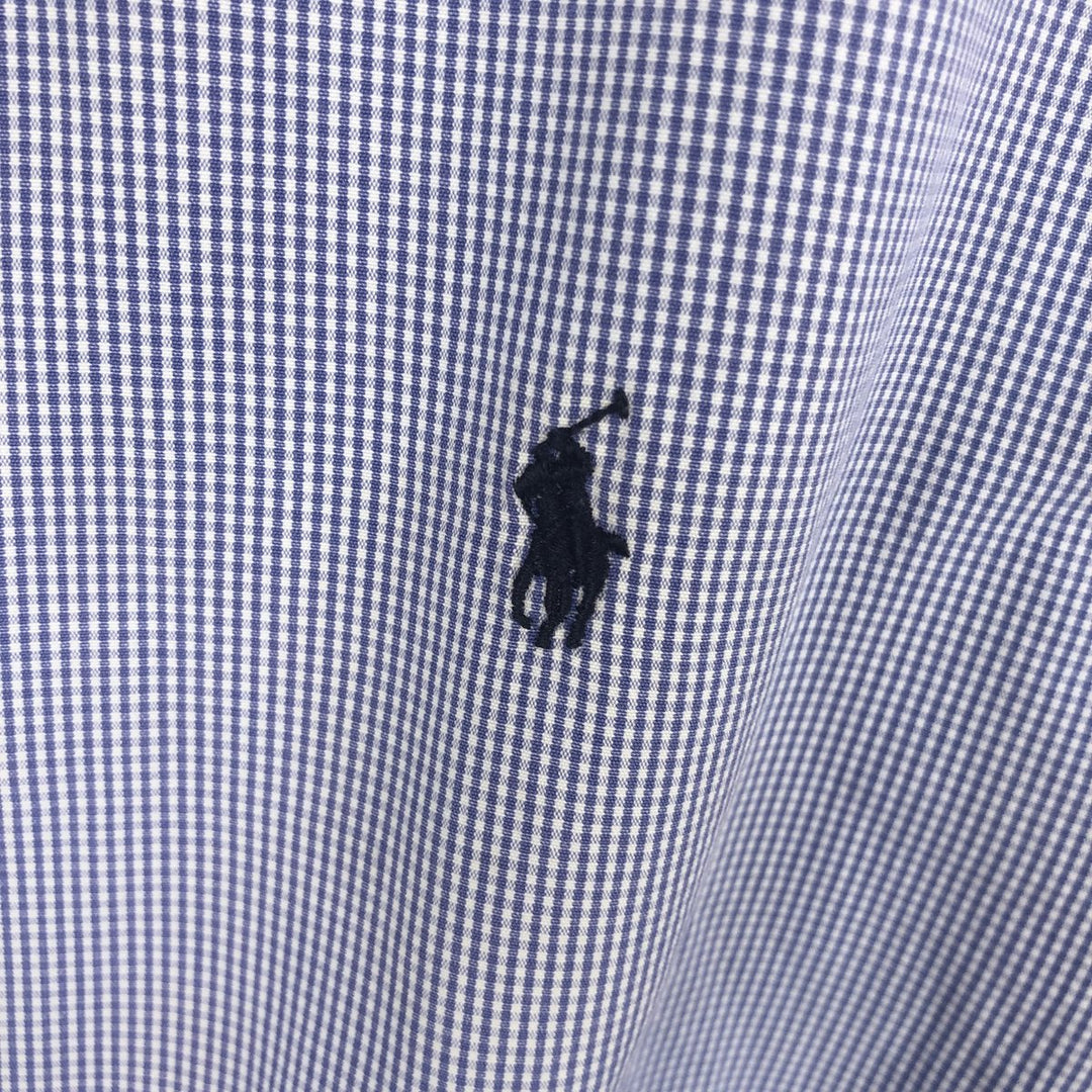 Ralph Lauren BLAKE Gingham Check Long Sleeve Button-Down Check Shirt, Men's Size L cotton blue type Vintage Second Hand