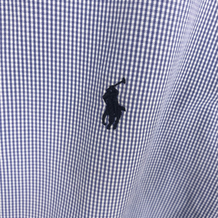 Ralph Lauren BLAKE Gingham Check Long Sleeve Button-Down Check Shirt, Men's Size L cotton blue type Vintage Second Hand