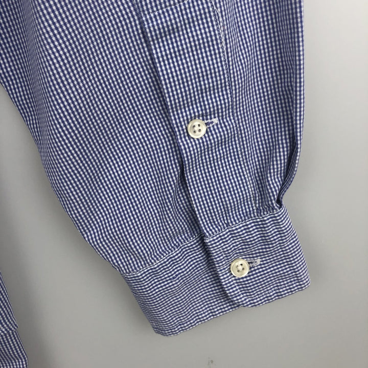 Ralph Lauren BLAKE Gingham Check Long Sleeve Button-Down Check Shirt, Men's Size L cotton blue type Vintage Second Hand