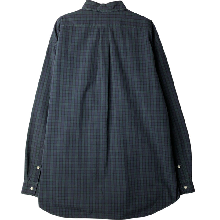 Ralph Lauren BLAKE Blackwatch Check Long-Sleeve Button-Down Check Shirt, Men's Size XL (approx.) cotton Navy blue Vintage Second Hand