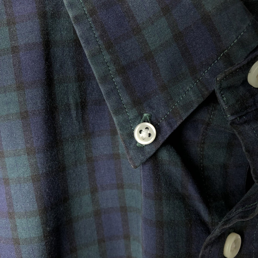 Ralph Lauren BLAKE Blackwatch Check Long-Sleeve Button-Down Check Shirt, Men's Size XL (approx.) cotton Navy blue Vintage Second Hand