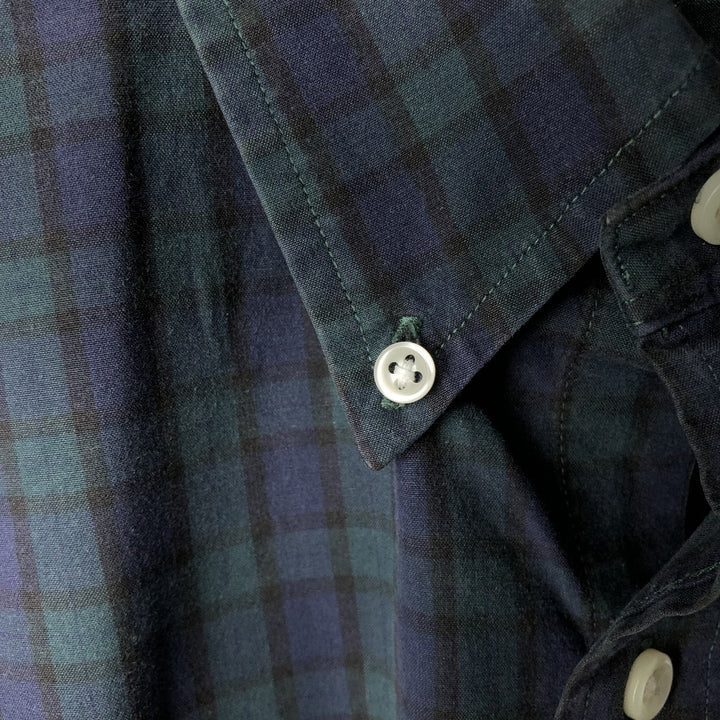 Ralph Lauren BLAKE Blackwatch Check Long-Sleeve Button-Down Check Shirt, Men's Size XL (approx.) cotton Navy blue Vintage Second Hand
