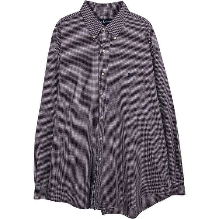 Ralph Lauren BLAKE long sleeve button down check shirt, men's XL size cotton red type Vintage Second Hand