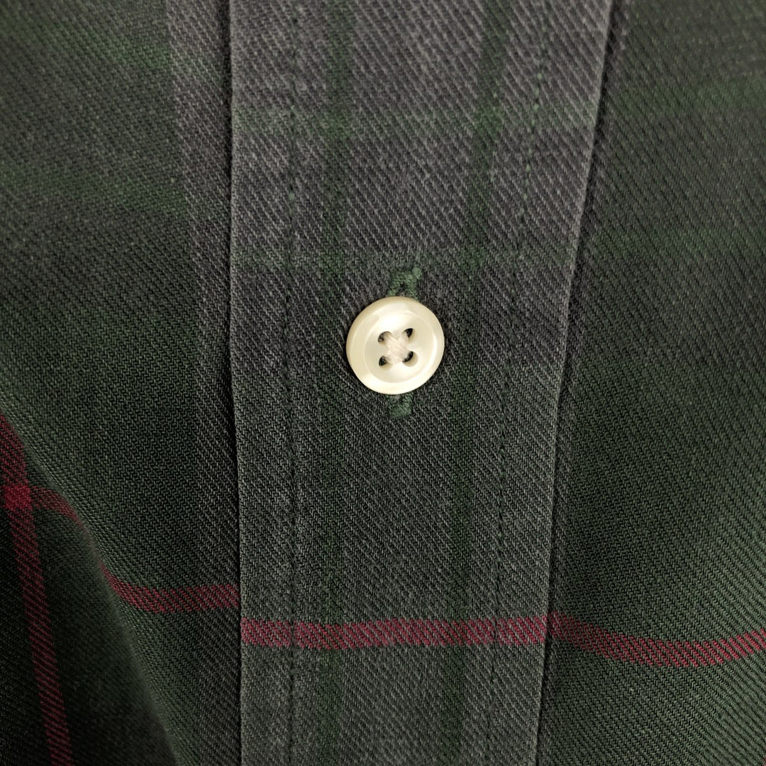 Ralph Lauren long sleeve button down check shirt, men's XXL size cotton green type Vintage Second Hand