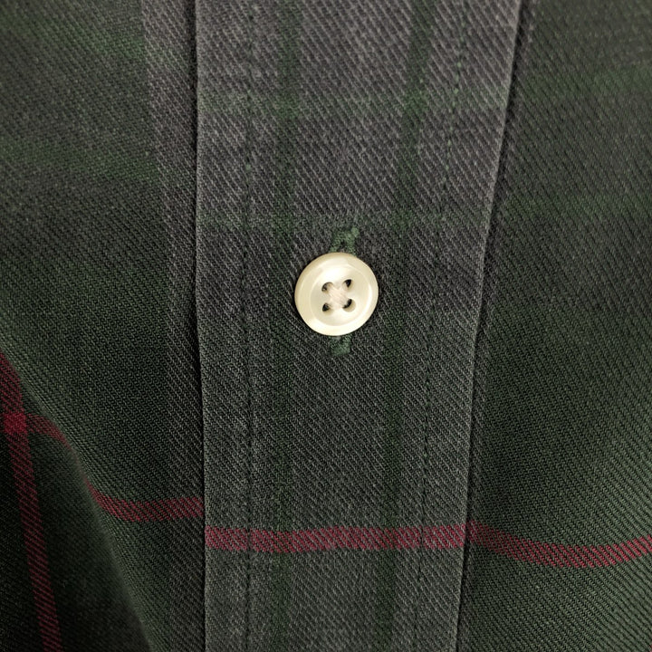 Ralph Lauren long sleeve button down check shirt, men's XXL size cotton green type Vintage Second Hand