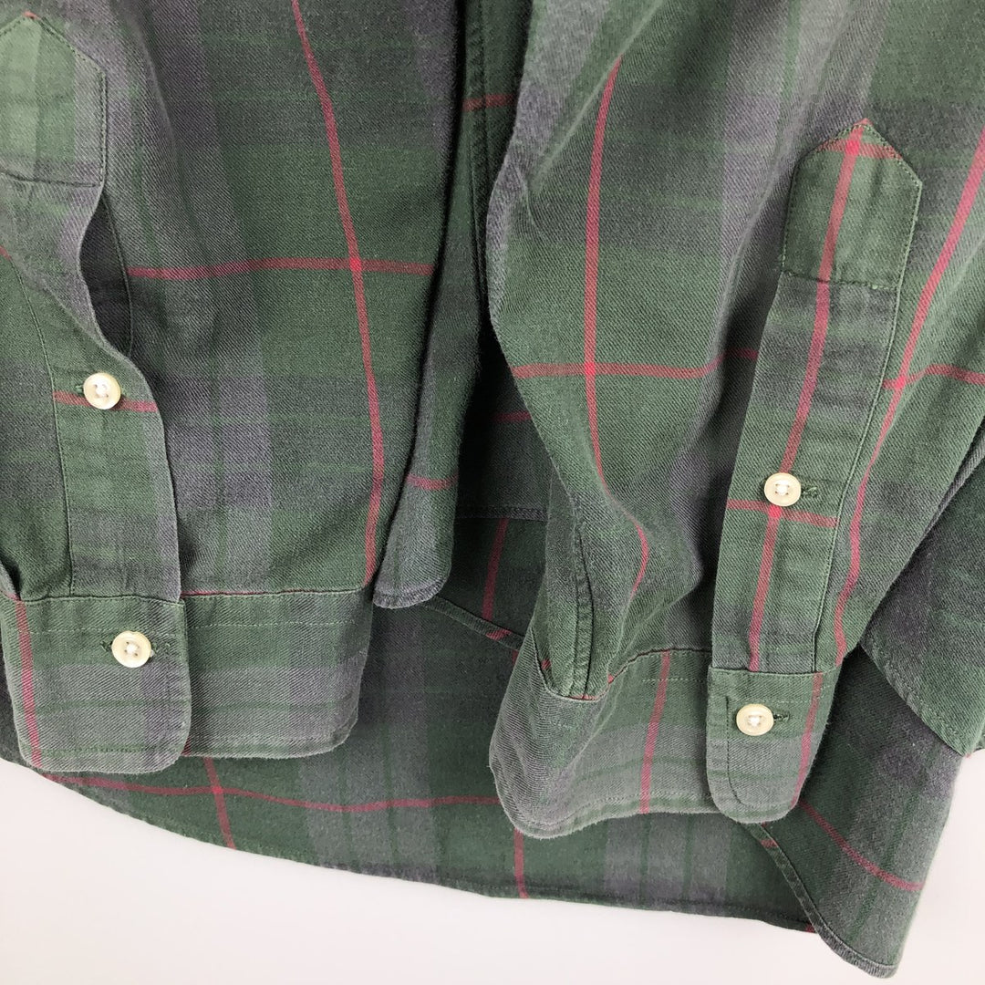 Ralph Lauren long sleeve button down check shirt, men's XXL size cotton green type Vintage Second Hand