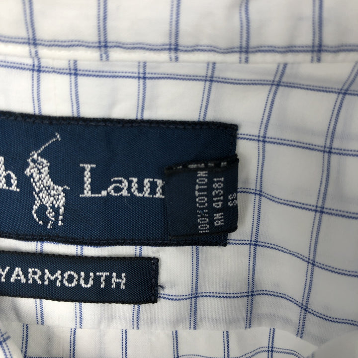 Ralph Lauren YARMOUTH Check Pattern Long-Sleeve Button-Down Shirt, Men's Size L (approx.) cotton white type Vintage Second Hand