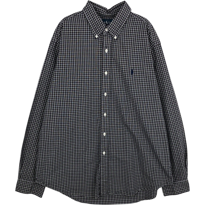 Ralph Lauren Classic Fit Long Sleeve Button Down Check Shirt Men's XL cotton black type Vintage Second Hand