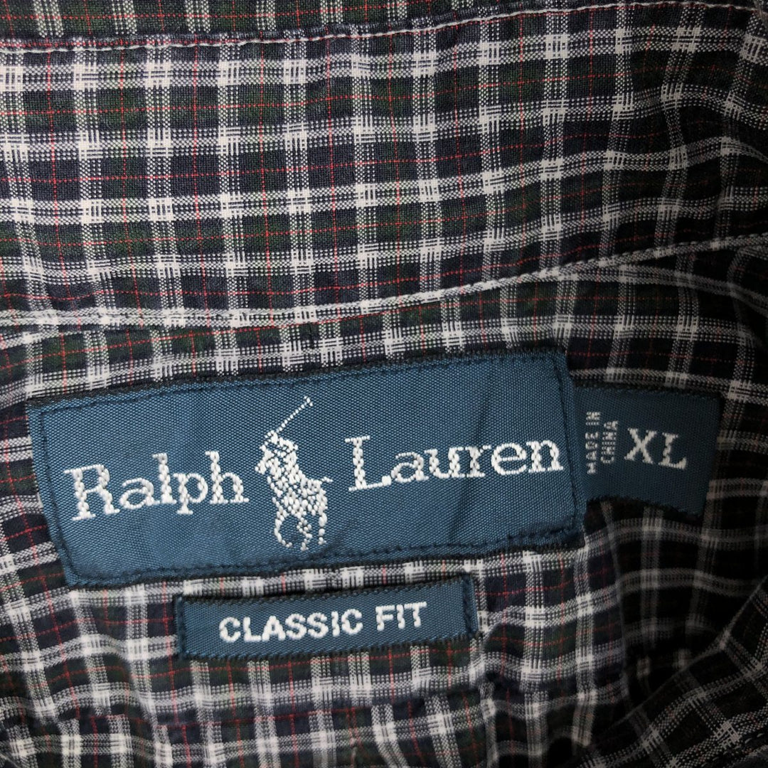 Ralph Lauren Classic Fit Long Sleeve Button Down Check Shirt Men's XL cotton black type Vintage Second Hand