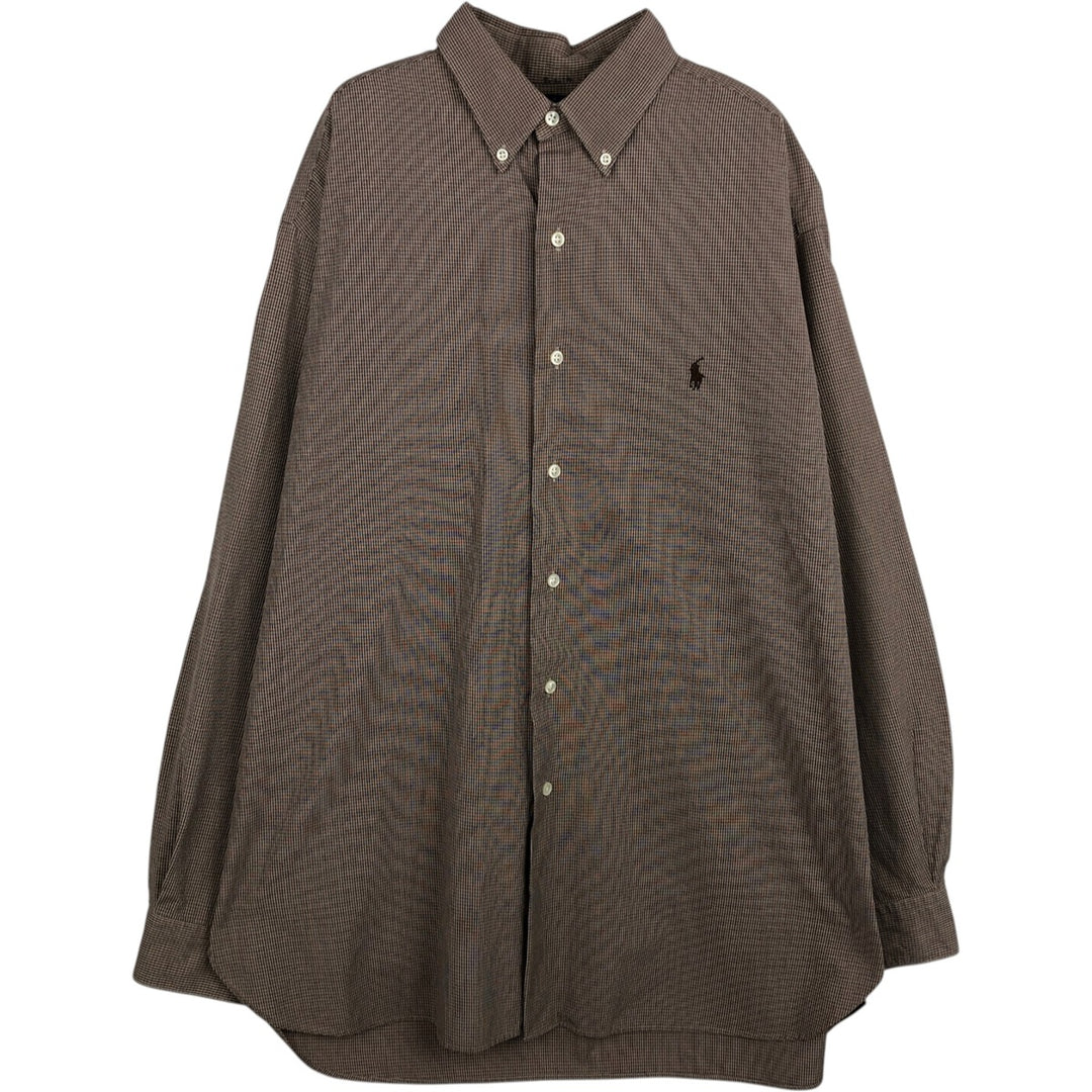 Ralph Lauren MCMEEL long-sleeved button-down check shirt, men's size L cotton brown type Vintage Second Hand