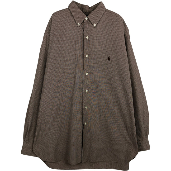 Ralph Lauren MCMEEL long-sleeved button-down check shirt, men's size L cotton brown type Vintage Second Hand