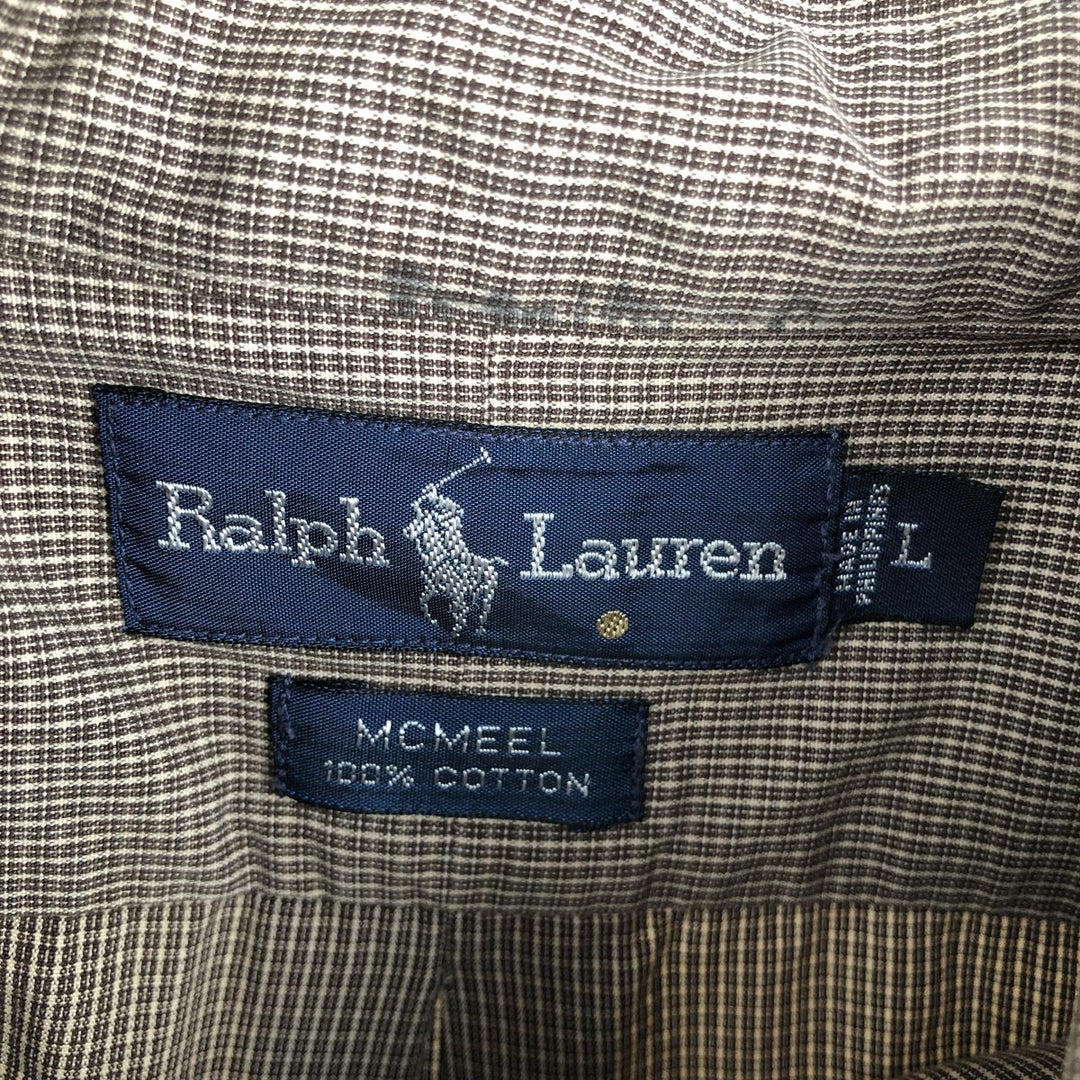 Ralph Lauren MCMEEL long-sleeved button-down check shirt, men's size L cotton brown type Vintage Second Hand
