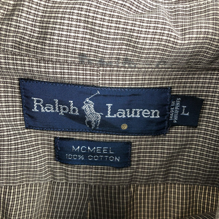 Ralph Lauren MCMEEL long-sleeved button-down check shirt, men's size L cotton brown type Vintage Second Hand