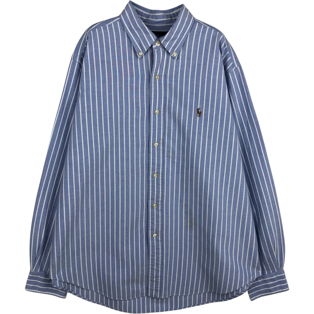 Ralph Lauren Classic Fit Long Sleeve Button Down Striped Shirt, Men's Size L cotton black type Vintage Second Hand