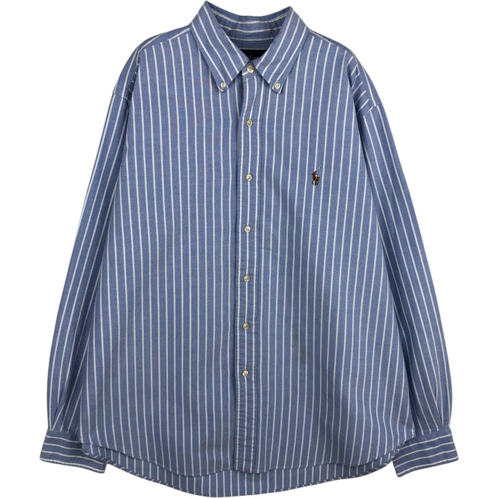 Ralph Lauren Classic Fit Long Sleeve Button Down Striped Shirt, Men's Size L cotton black type Vintage Second Hand