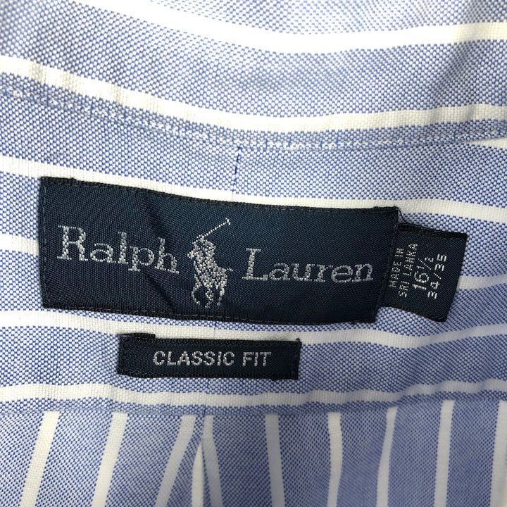 Ralph Lauren Classic Fit Long Sleeve Button Down Striped Shirt, Men's Size L cotton black type Vintage Second Hand