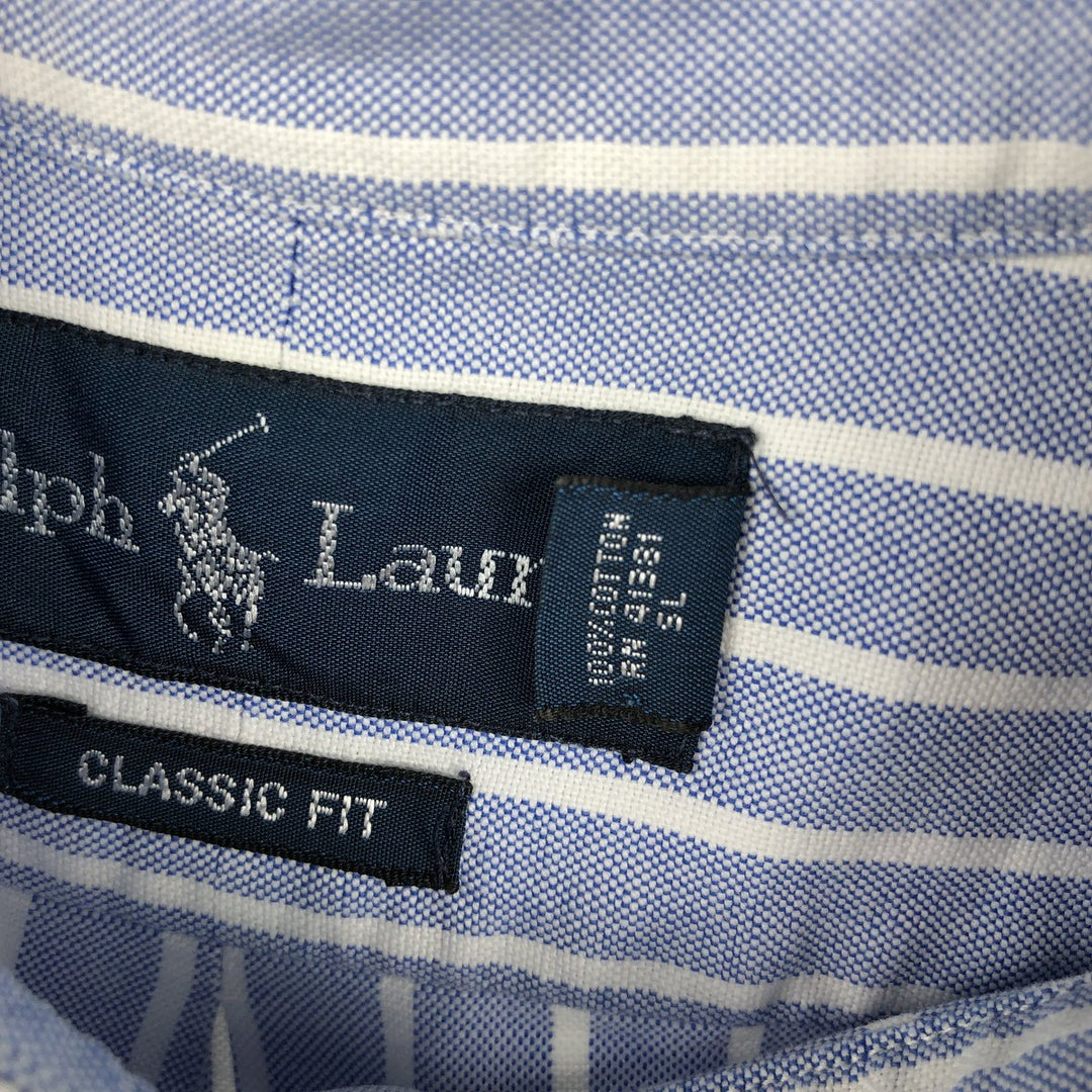 Ralph Lauren Classic Fit Long Sleeve Button Down Striped Shirt, Men's Size L cotton black type Vintage Second Hand