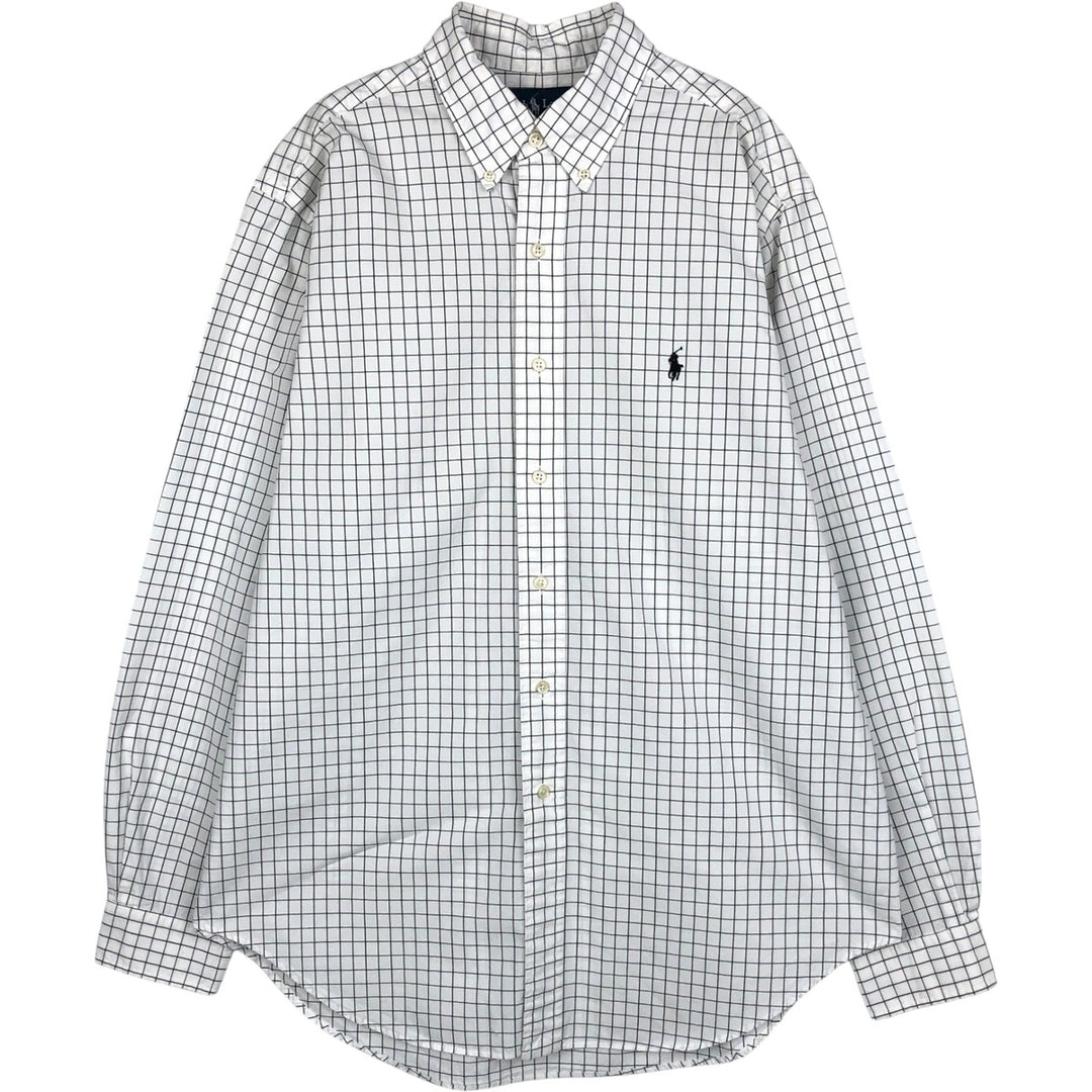 Ralph Lauren Classic Fit Long Sleeve Button Down Check Shirt Men's Size L cotton white type Vintage Second Hand