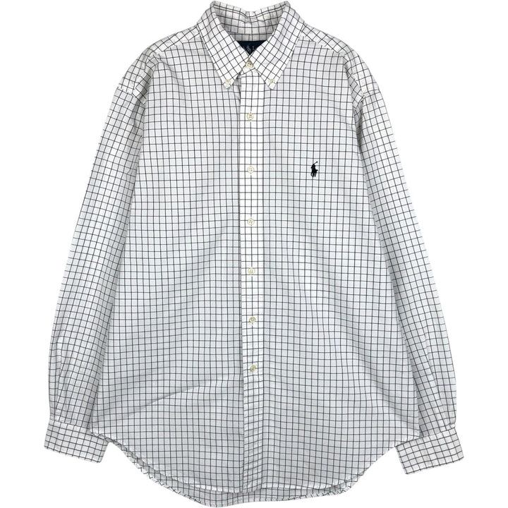 Ralph Lauren Classic Fit Long Sleeve Button Down Check Shirt Men's Size L cotton white type Vintage Second Hand