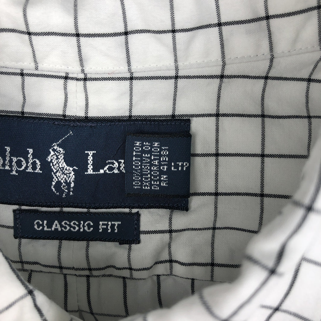 Ralph Lauren Classic Fit Long Sleeve Button Down Check Shirt Men's Size L cotton white type Vintage Second Hand