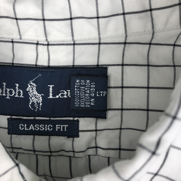 Ralph Lauren Classic Fit Long Sleeve Button Down Check Shirt Men's Size L cotton white type Vintage Second Hand