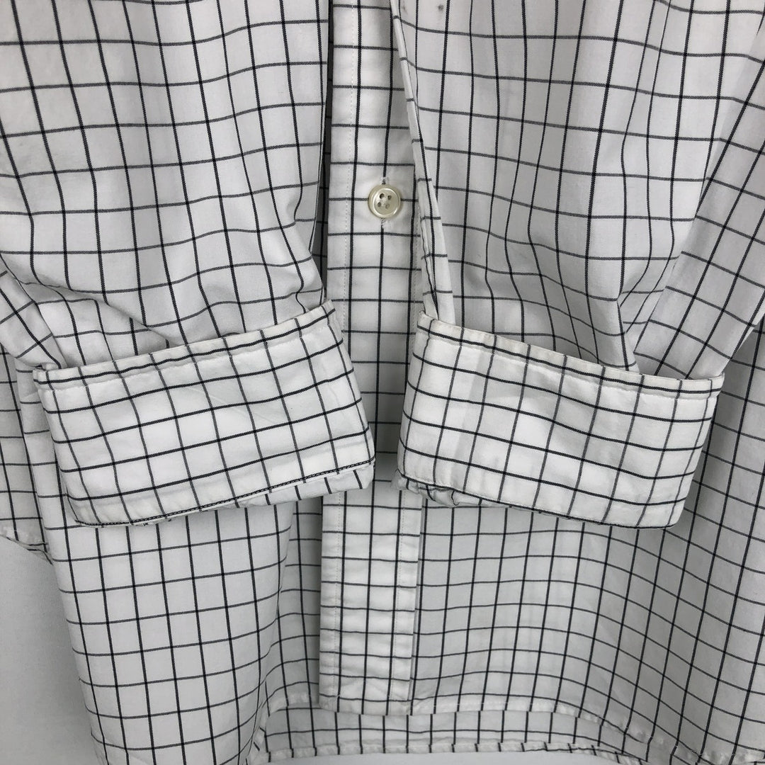 Ralph Lauren Classic Fit Long Sleeve Button Down Check Shirt Men's Size L cotton white type Vintage Second Hand