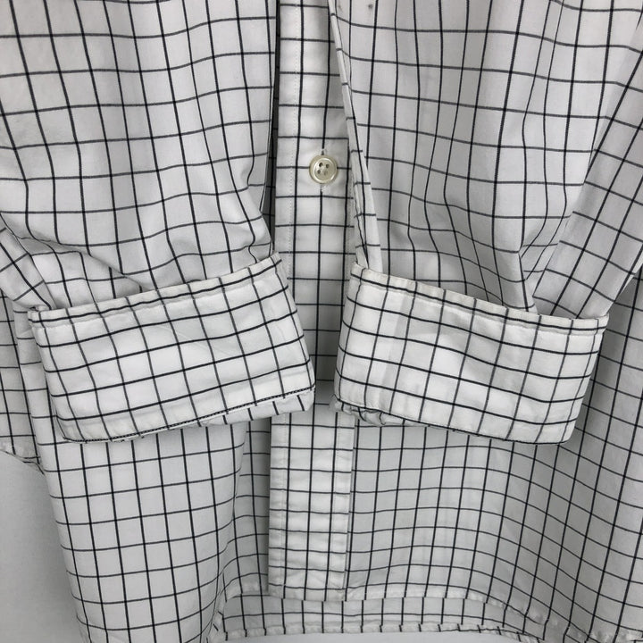 Ralph Lauren Classic Fit Long Sleeve Button Down Check Shirt Men's Size L cotton white type Vintage Second Hand