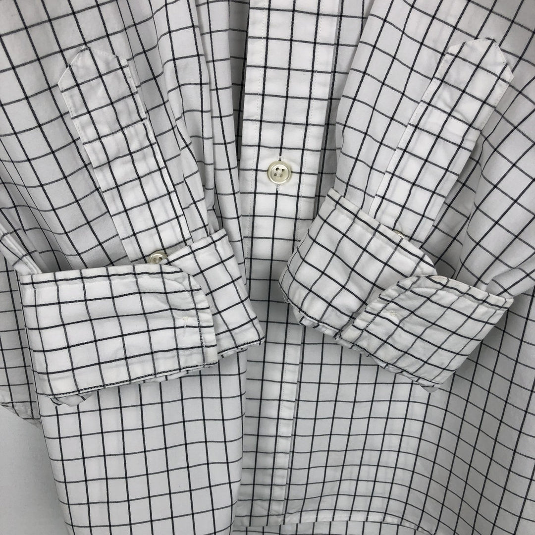 Ralph Lauren Classic Fit Long Sleeve Button Down Check Shirt Men's Size L cotton white type Vintage Second Hand