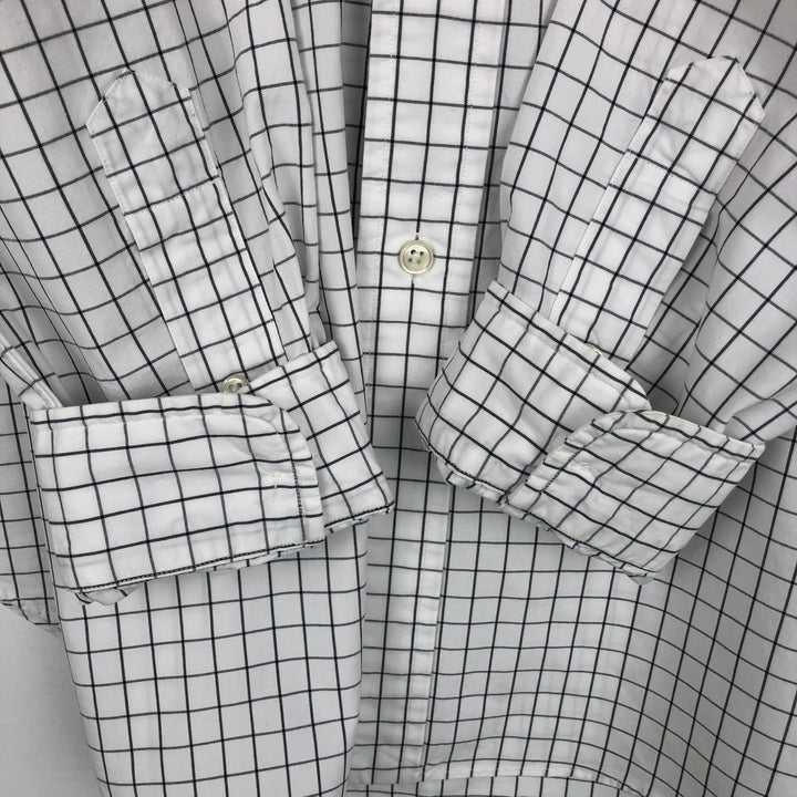 Ralph Lauren Classic Fit Long Sleeve Button Down Check Shirt Men's Size L cotton white type Vintage Second Hand
